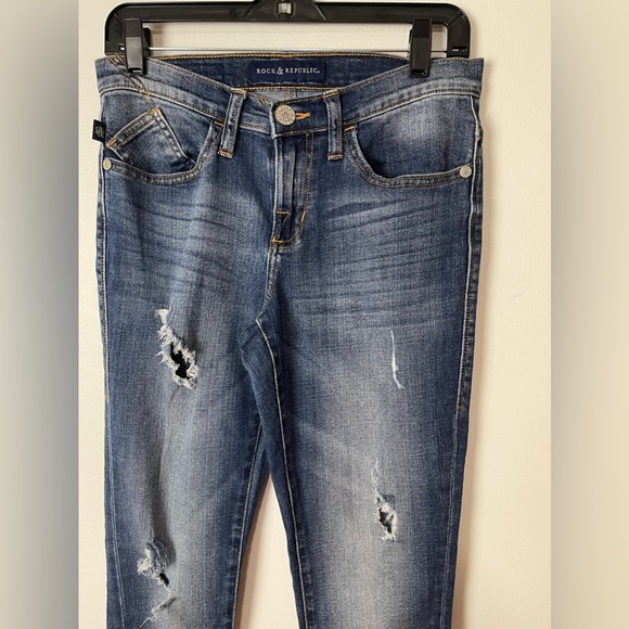 Rock & Republic Berlin Blue Distressed Ripped Jeans Women’s Size 6 - Picture 6 of 14